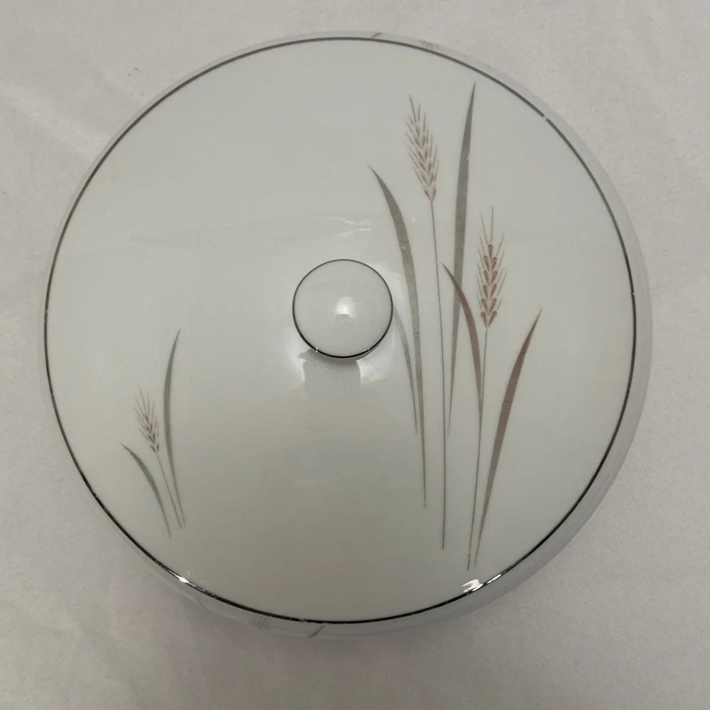 Vintage Platinum‎ Wheat Covered Casserole Dish Fine China Japan MCM Cottagecore